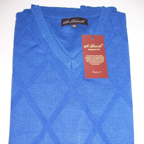 St. Patrick Other - Mens V Neck French Blue Argyle Sweater Vest 3XL